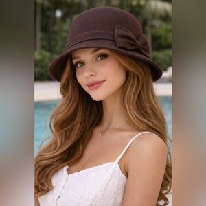 Chocolate Brown Cloche Hat w/ Bow – Vintage Inspired 🤎🍂